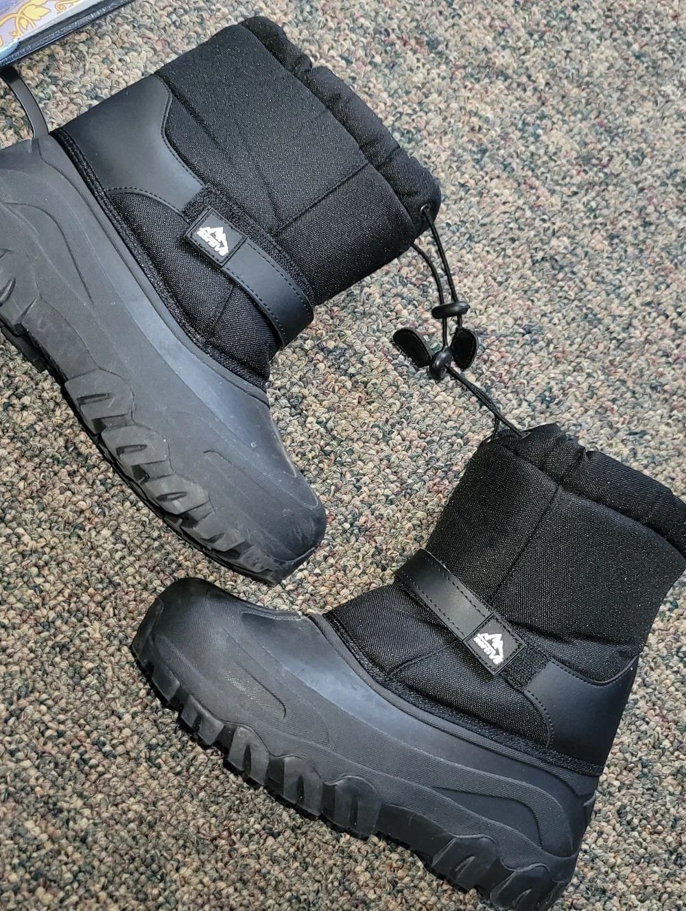 Kids' Black Winter Snow Boots with Fleece Lining